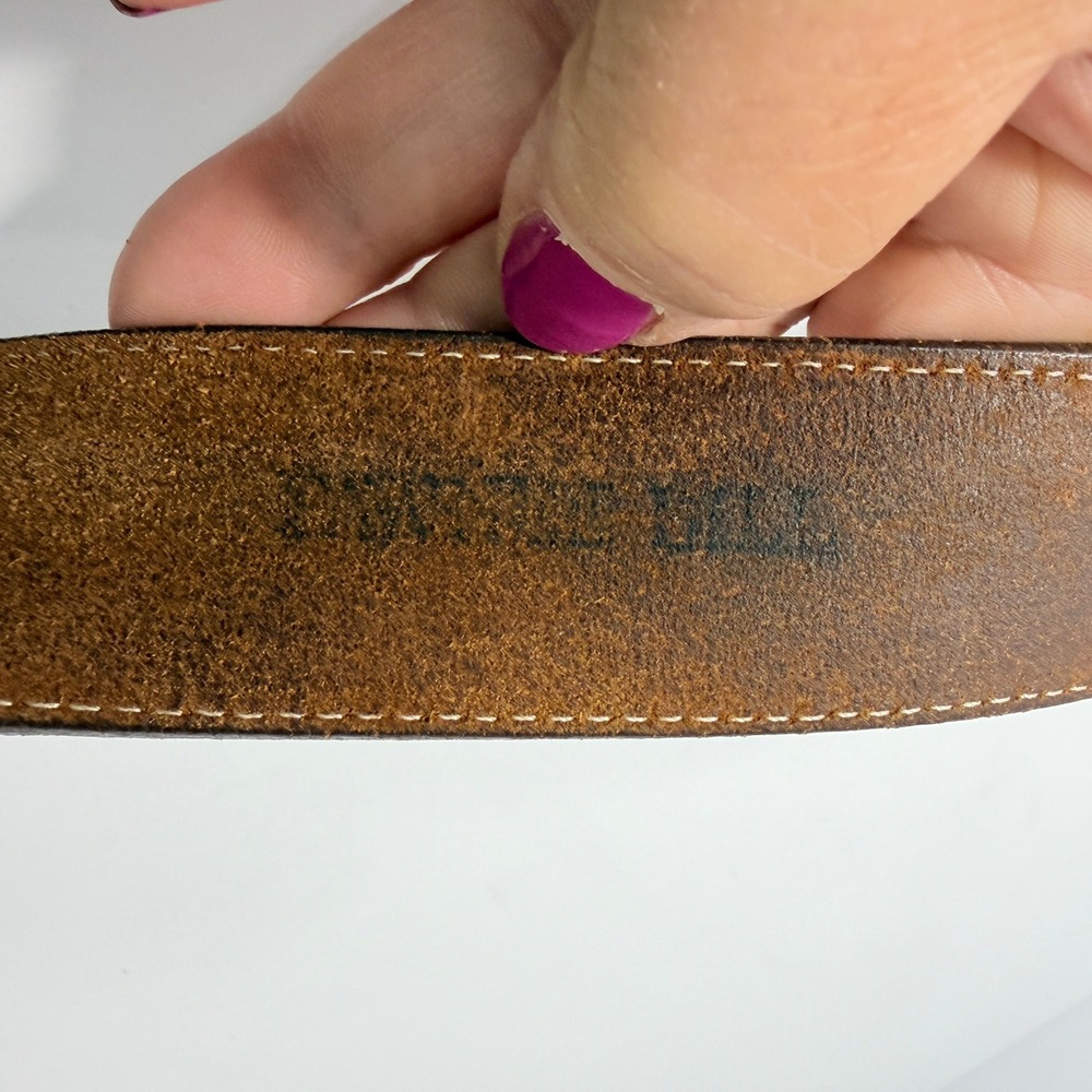 Vintage Nocona Western Oil Tanned Harness Leather Belt Brown Silver Buckle USA - Picture 7 of 12